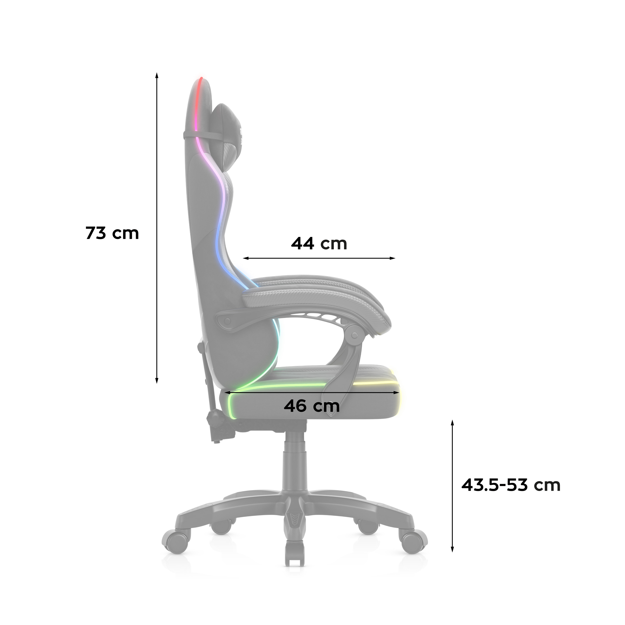 Abmessungen des Huzaro Force 3.7 Stuhls