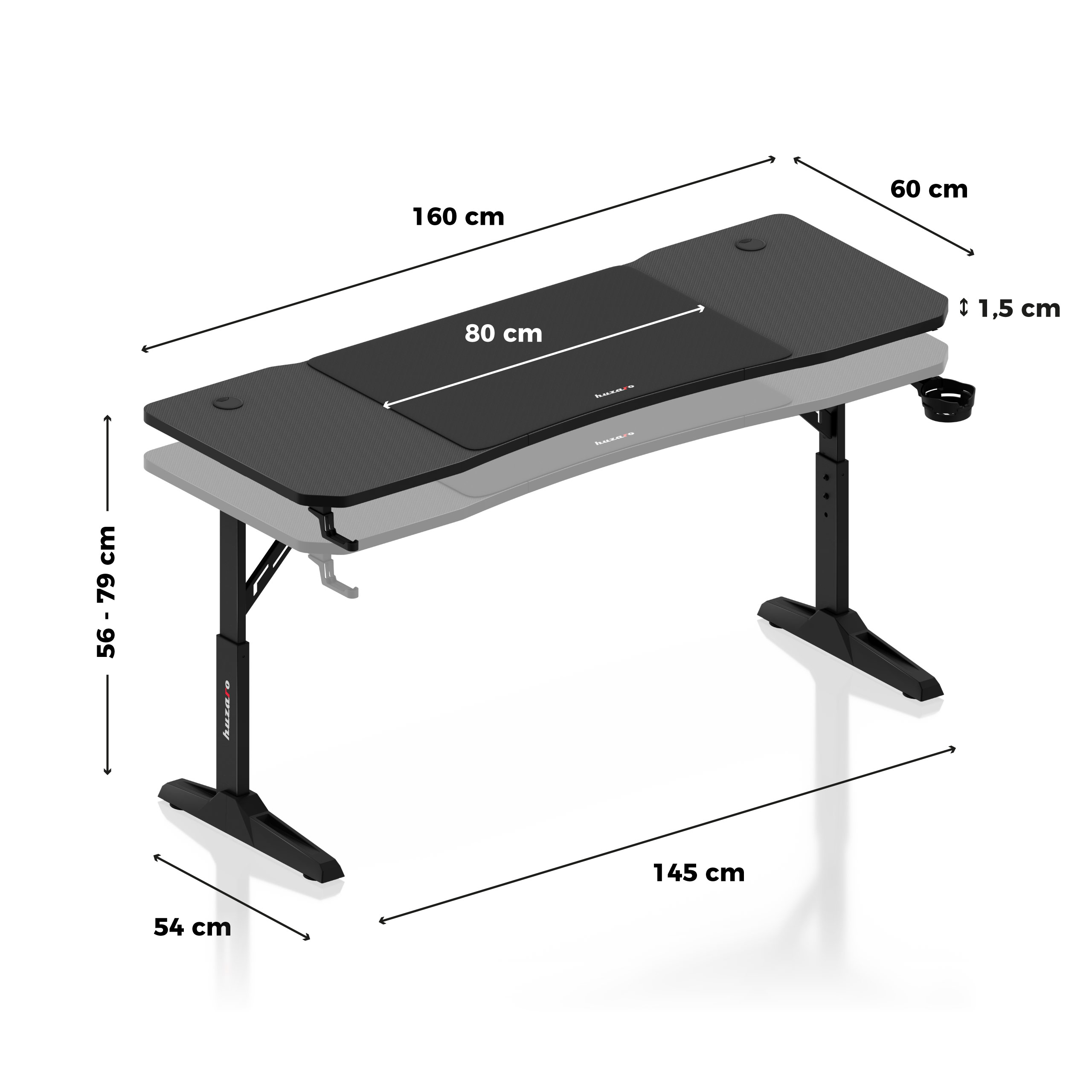 Abmessungen des Huzaro Hero 4.6 Schreibtischs
