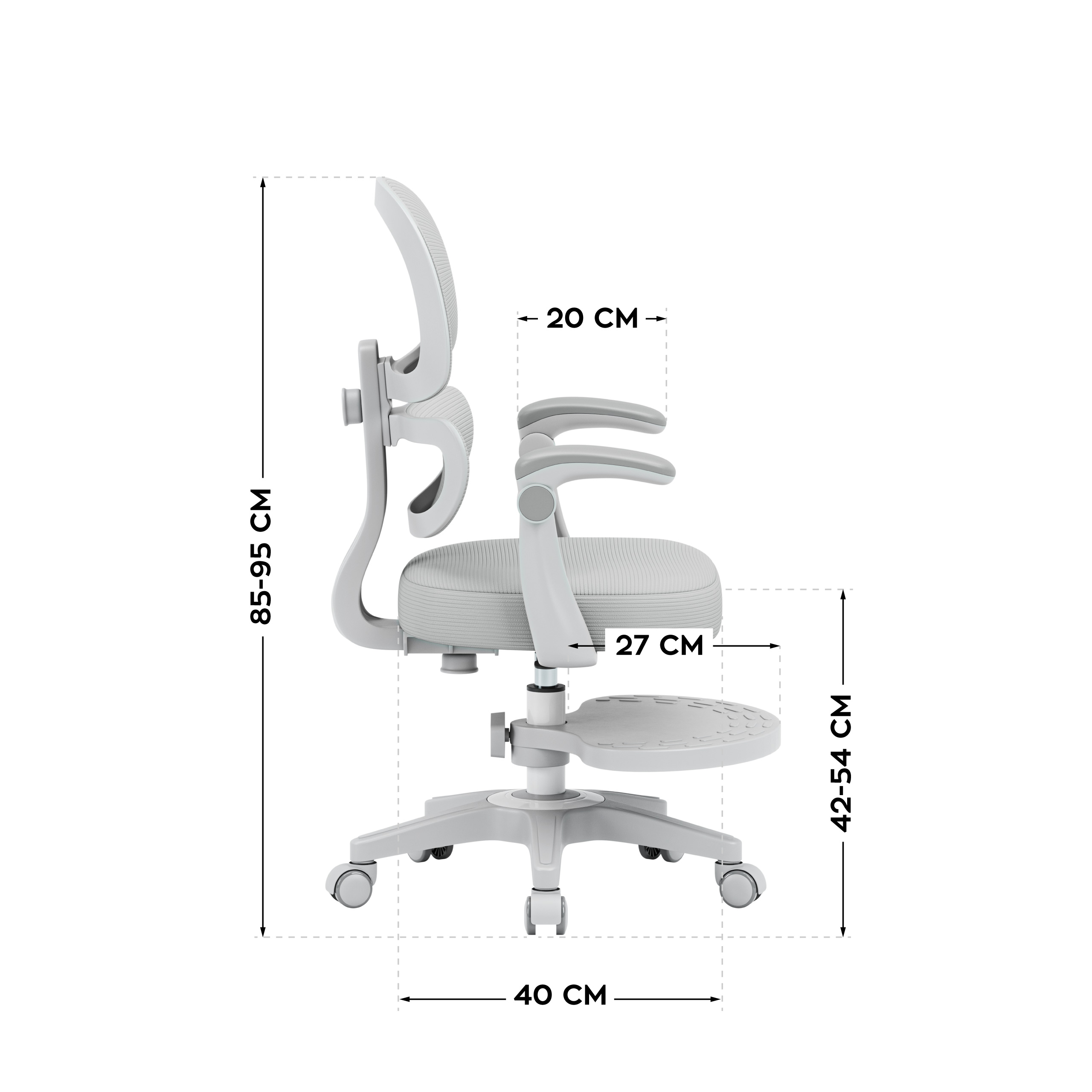 Wymiary fotela Junior 4.4 - bok